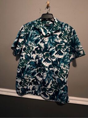Chaps Men's Teal Floral Button-Up Shirt